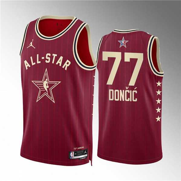 Men%27s 2024 All-Star #77 Luka Doncic Crimson Stitched Basketball Jersey->2024 all star->NBA Jersey